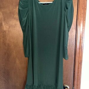 MSK Green Ruched Ruffled Sheath Dress